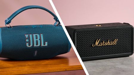 JBL Charge 6 next to the Marshall Middleton II